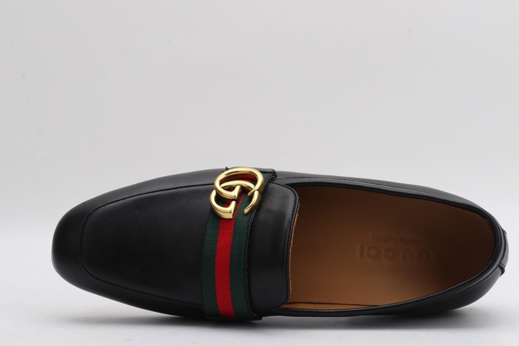 Leather loafer with Double G and Web